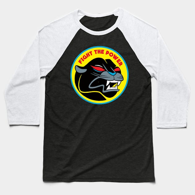 Fight the Power Panther Baseball T-Shirt by dannyrumbl